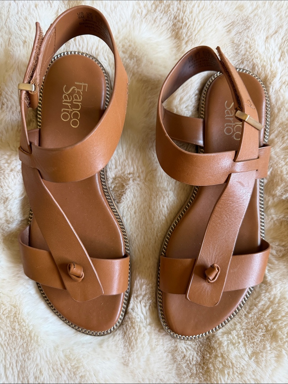 Franco Sarto Tan Leather Knot Toe Sandals